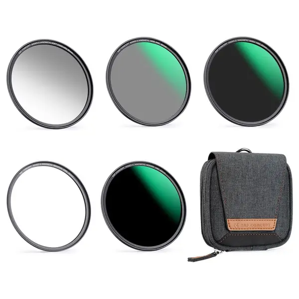 K&F 82mm Kit Filtre Magnetice 5 in 1, GND8, ND8, ND64, ND1000, Montura Magnetica, Inel Adaptor