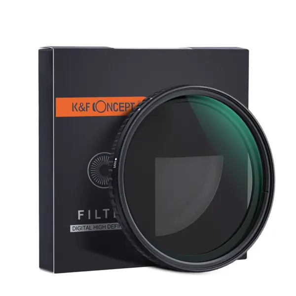 K&F Concept 49mm Filtru ND Variabil Nano-X, ND8-ND128, Fara Cruce Neagra, Sticla Optica Germana, Rama Aluminiu