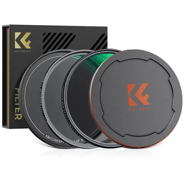 K&F Concept 55mm Set Filtre 2 in 1 MCUV+CPL, Capace Metalice, Tratament Nano 28 Straturi, Transmisie Lumina 99.6%