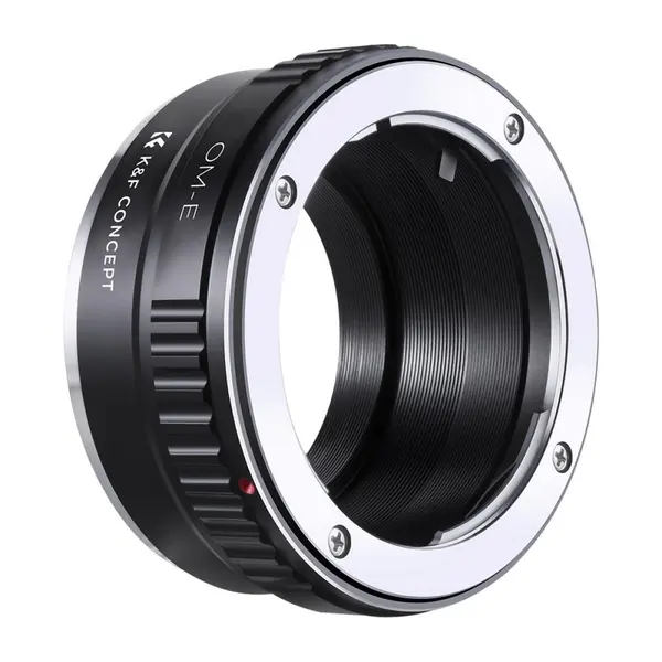 K&F Concept Adaptor Obiectiv Olympus OM la Sony E, Constructie din Alama si Aluminiu, Focalizare Manuala, Focus la Infinit