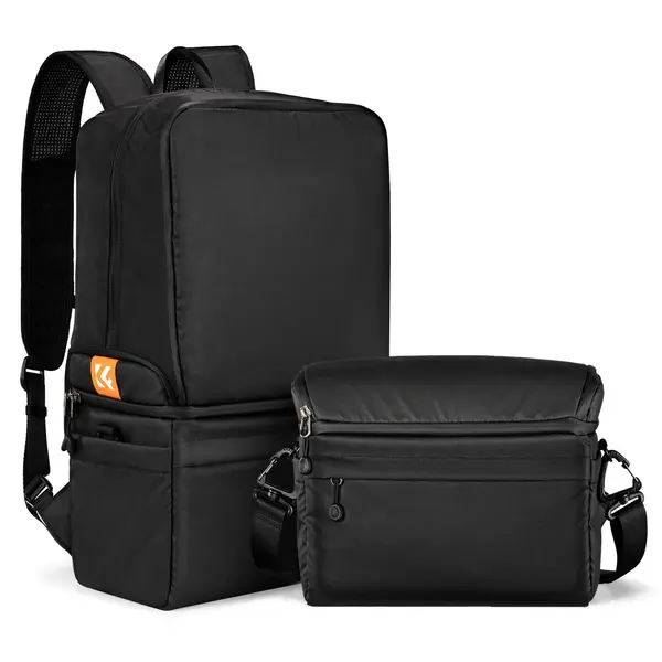 K&F Concept Alpha 22L Rucsac Foto Pliabil Urban Wander 03, Design 2-Way, Protectie Socuri, Rezistent la Apa, Negru