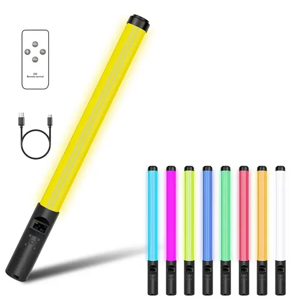 K&F Concept Baston LED Video RGB, Temperatura Duala 2500K-8500K, Baterie Reincarcabila, Luminozitate 0-100%, Pentru Streaming