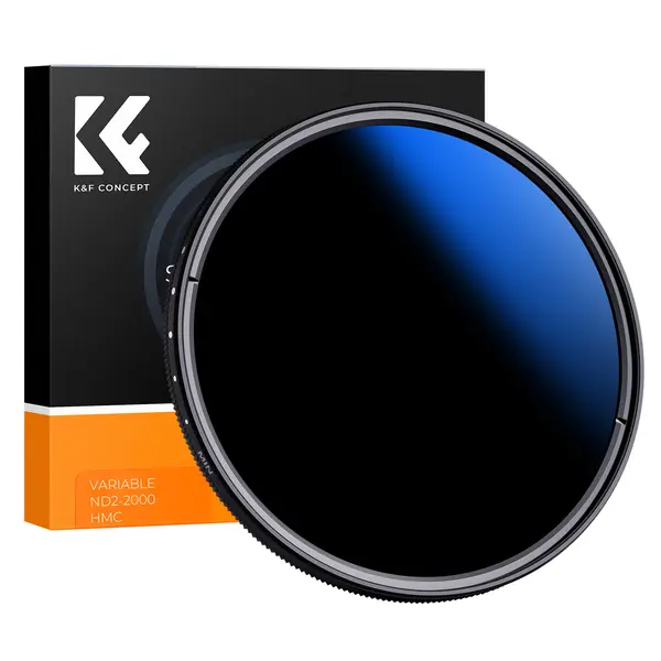 K&F Concept C Series Filtru Variabil ND2-2000, Diametru 67mm, Ultra-Subtire, Acoperire Albastra