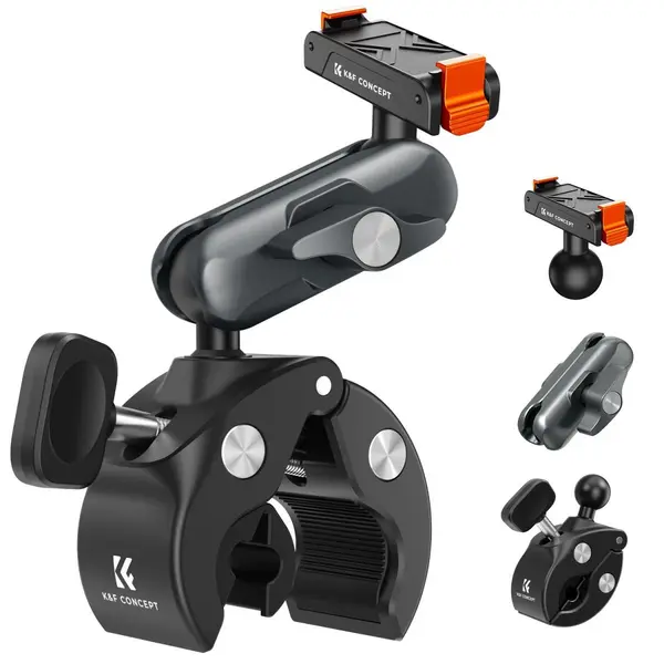 K&F Concept Clema de Prindere Quick Release, Aluminiu, Compatibil DJI Action 3/4/5 Pro/Osmo 360, Diametru 8-40mm, Rotire 360°