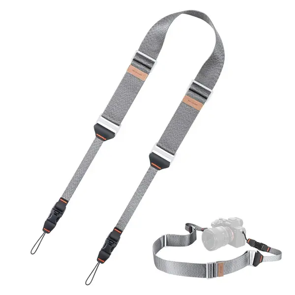 K&F Concept Curea Camera 3 in 1, Culoare Alb, Nailon Dens, Carabiniera UTX, Latime 45mm, Aluminiu si Piele