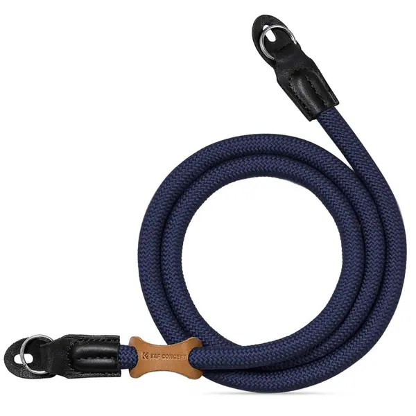 K&F Concept Curea Foto Urban Wander 05 Deep Blue, Pentru DSLR si SLR, Nailon Premium, Piele Naturala, Inele Otel Inoxidabil