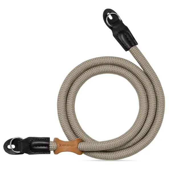 K&F Concept Curea Foto Urban Wander 05 Khaki, Nailon Premium, Detalii Piele Naturala, Inele Otel Inoxidabil