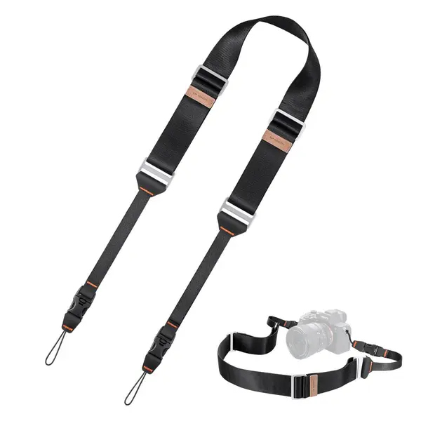 K&F Concept Curea Gat Camera, Latime 45mm, Eliberare Rapida, Carabiniera Siguranta UTX, Nylon Ranforsat, Negru