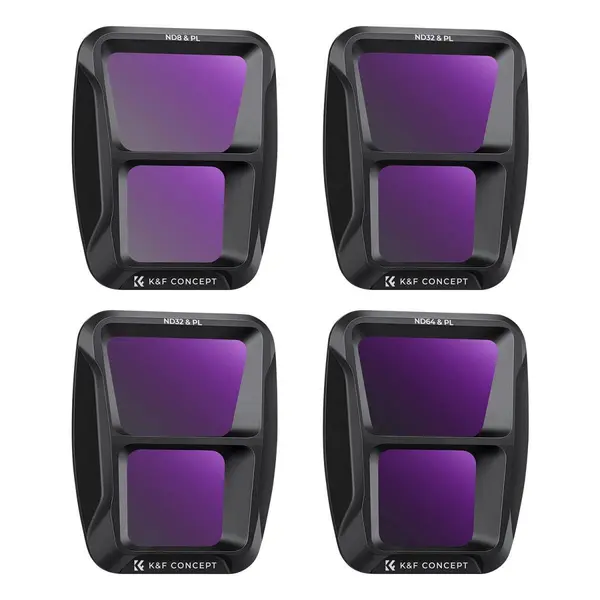 K&F Concept DJI Air 3 Set Filtre ND/PL 2in1, 4 Bucati, ND8/PL, ND16/PL, ND32/PL, ND64/PL, Sticla Optica AGC