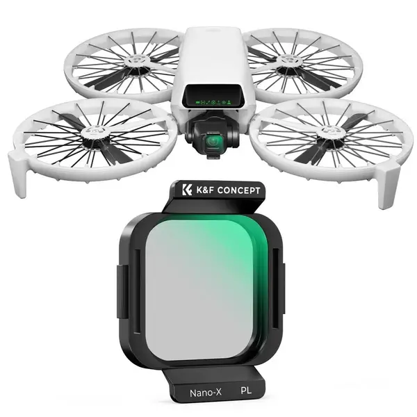 K&F Concept DJI Flip Filtru PL Polarizare, Montare Snap-On, Sticla Optica HD, 28 Straturi Nano-Coating, Compatibil Gimbal