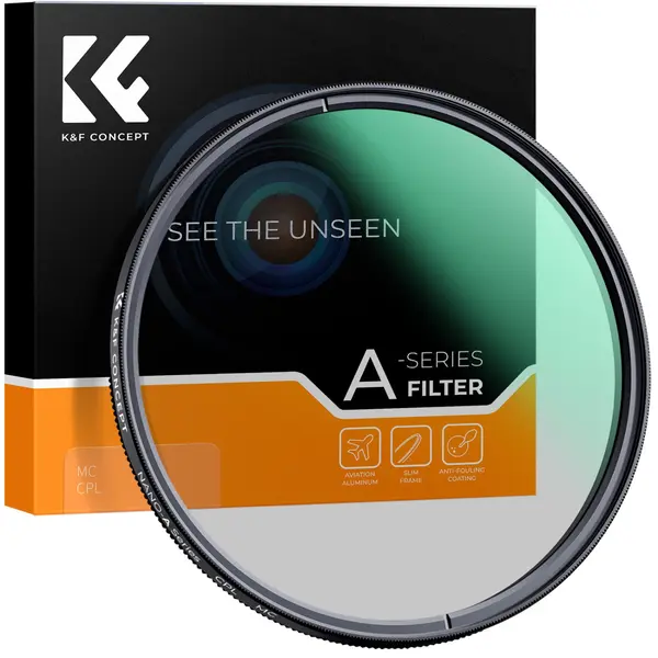 K&F Concept Filtru CPL 46mm, Profil Slim, Tratament Verde MC, Rama Aluminiu-Magneziu