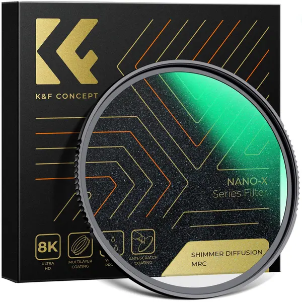 K&F Concept Filtru Difuzie Nano-X Microlight Shimmer, 77mm, Sticla Optica, MRC 28 Straturi, Rezistent la Apa, Rama Aluminiu