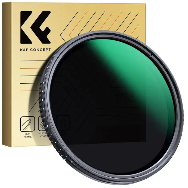 K&F Concept Filtru ND Variabil 67mm, ND2-ND400, 1-9 Stopuri, Sticla AGC HD, 24 Straturi Nano-coating, Rama Ultra-subtire 7.4mm