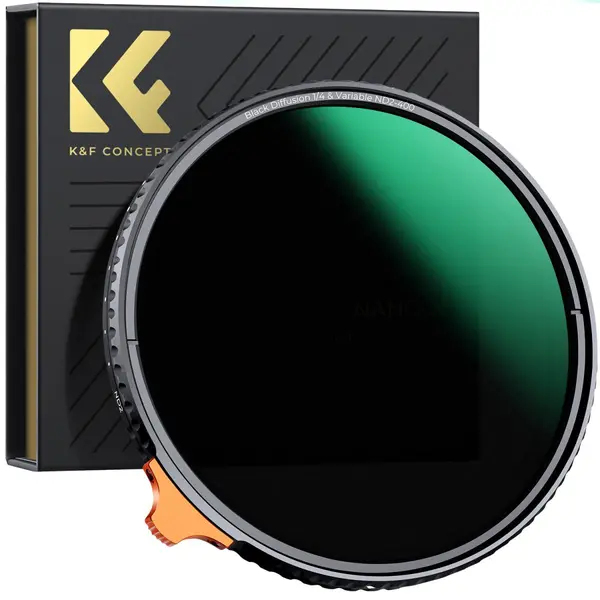 K&F Concept Filtru ND Variabil Black Mist 1/4, ND8-128, 72mm, Acoperire 28 Straturi, Transmisie 84%, 3-7 Trepte