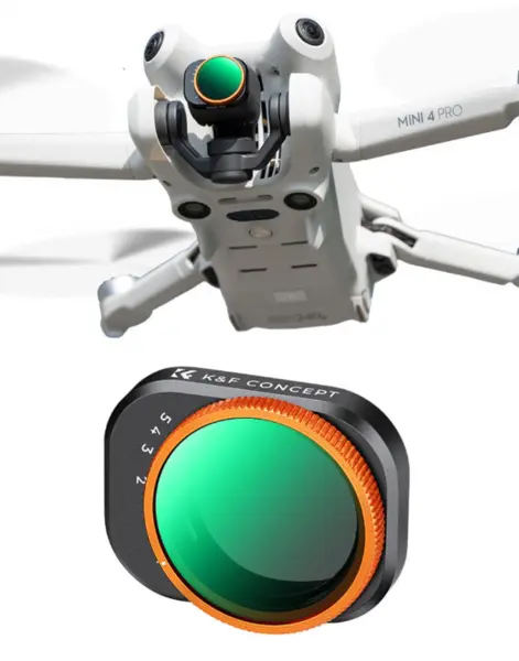 K&F Concept Filtru ND Variabil ND2-32, Compatibil DJI Mini 4 Pro, 1-5 Stops, Sticla Optica AGC, Montare Snap-On
