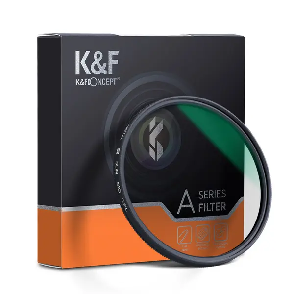 K&F Concept Filtru Polarizare CPL 55mm, Slim, Rama din Magnaliu 5.45mm, Tratament Verde MC, Anti-Vinietare
