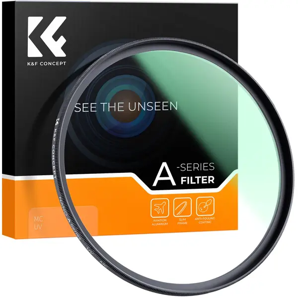 K&F Concept Filtru UV MC-UV 82mm, Slim, Multi-Coated Verde, Optica Germana, Transmisie 99.8%