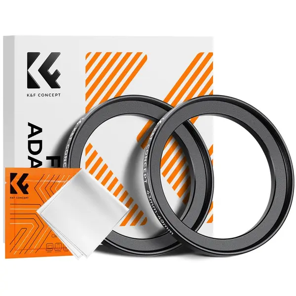 K&F Concept Inel Adaptor Step Up 43-49mm, Aluminiu Aircraft-Grade, Anticoroziv, Set 2 Bucati, Laveta Curatare Inclusa