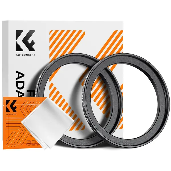 K&F Concept Inel Adaptor Step Up 49-55mm, Aluminiu Aviatic, 2 Bucati, Tratament Anti-Reflexie, Include Laveta Curatare