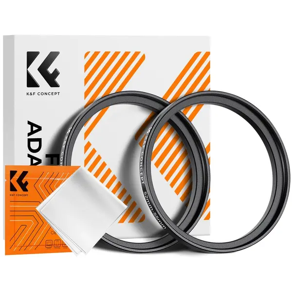 K&F Concept Inel Adaptor Step Up 52-55mm, Aluminiu Aviatic, Set 2 Bucati, Include Laveta Curatare