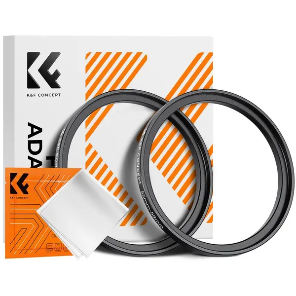 K&F Concept Inel Adaptor Step Up 55-58mm, Aluminiu Aviatic, Set 2 Bucati, Include Laveta Curatare