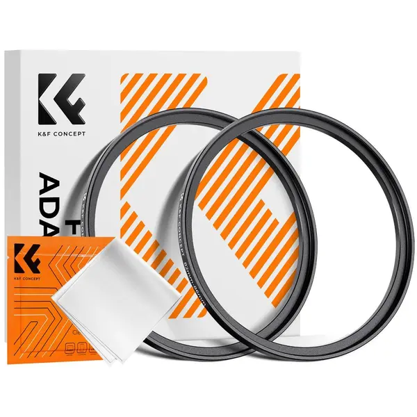K&F Concept Inel Adaptor Step Up 82-86mm, Aluminiu Aviatie, 2 Bucati, Include Laveta Curatare