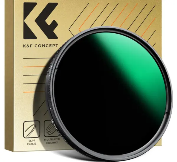 K&F Concept KF01.1830V1 Filtru ND Variabil 49mm, ND3-ND1000, Sticla Optica Japoneza, Rezistent la Apa, Rama Ultra-Subtire 7.4mm