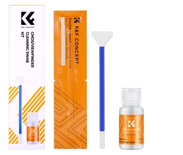 K&F Concept Kit Curatare 2-in-1, 24mm Full Frame, 5 Bete Curatare, 20ml Lichid, Pentru Senzor si Vizor