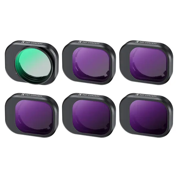 K&F Concept Kit Filtre CPL si ND pentru DJI Mini 4 Pro, Set 6 Bucati, Sticla Optica AGC, 28 Straturi Multi-Coating