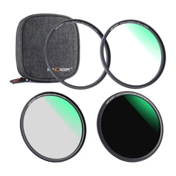 K&F Concept Kit Filtre Magnetice 49mm, UV, Polarizare Circulara CPL, ND1000, Inel Magnetic, Rezistent la Apa