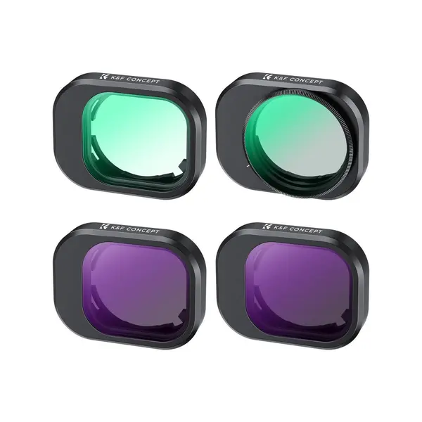 K&F Concept Kit Filtre ND/UV/CPL pentru DJI Mini 4 Pro, 4 Bucati, Sticla Optica AGC, 28 Straturi Multi-Coating, Gimbal Safe