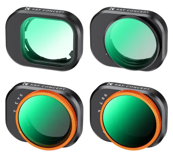 K&F Concept Kit Filtre VND+UV+CPL pentru DJI Mini 4 Pro, 4 Filtre, ND2-32 1-5 Stops, ND32-512 5-9 Stops, Sticla Optica AGC