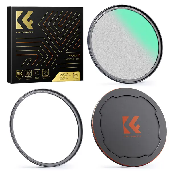 K&F Concept Nano-X Filtru Black Mist Magnetic 1/8, Diametru 67mm, Inel Adaptor Magnetic, Capac Obiectiv, 28 Straturi Coating
