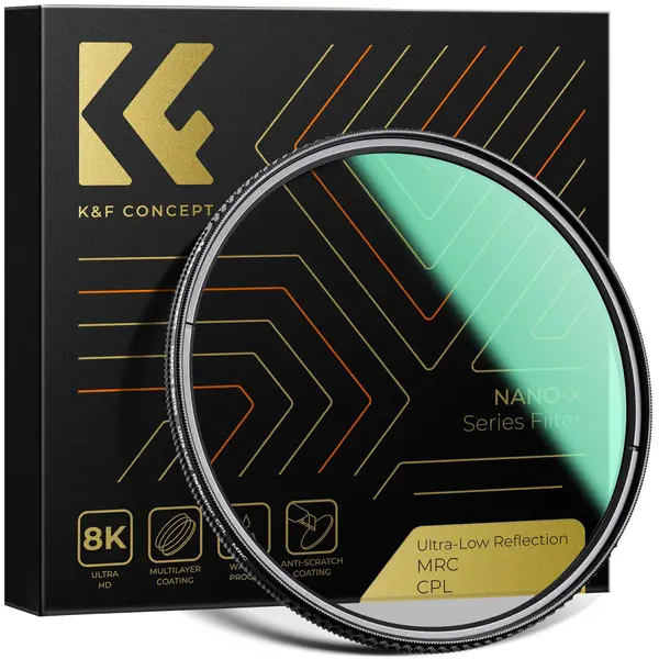 K&F Concept NANO-X Filtru CPL 67mm, Reflectivitate 0.1%, Transmitanta 45%, Grosime 5.3mm, Rama Aluminiu-Magneziu