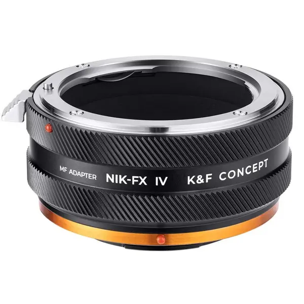 K&F Concept NIK-FX IV PRO Adaptor Montura, Nikon F la Fuji X, Aliaj Cupru-Aluminiu, Control Manual, Punct Rosu de Aliniere