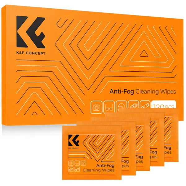 K&F Concept Servetele Curatare Lentile si Ochelari, 120 Bucati, Pre-Umezite, Anti-Aburire, Fara Reziduuri