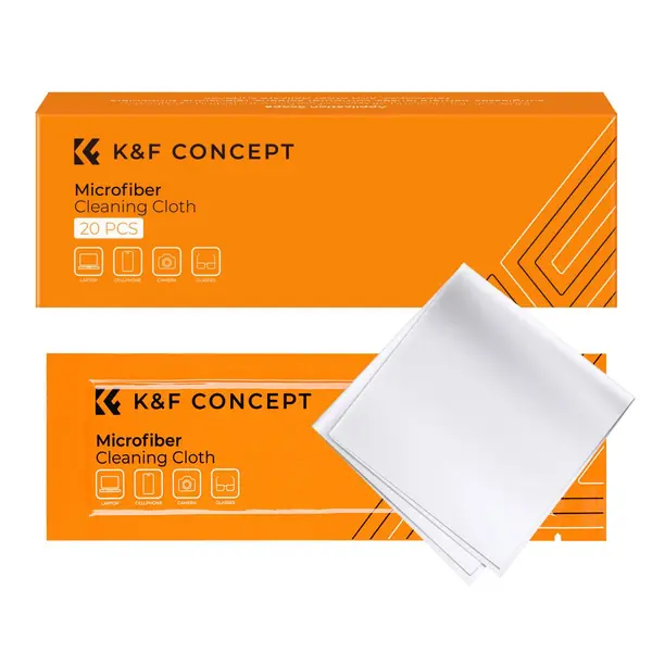 K&F Concept Set 20 Carpete de Curatare din Microfibra, 15x15cm, Alb, Ambalare Individuala in Vid, Uscat
