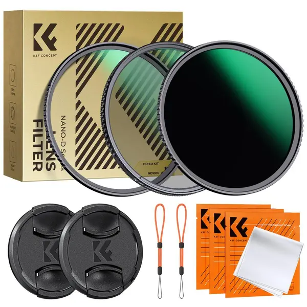 K&F Concept Set Filtre 62mm, CPL, MCUV, ND1000, Sticla Optica AGC, Rama CNC Ultra-Subtire