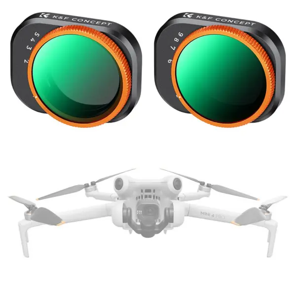 K&F Concept Set Filtre ND Variabile pentru DJI Mini 4 Pro, ND2-32, ND32-512, Sticla Optica AGC, 28 Straturi Nano-Coating