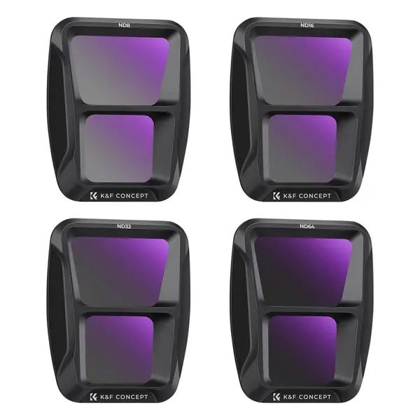 K&F Concept Set Filtre ND8, ND16, ND32, ND64 pentru DJI Air 3, Sticla Optica HD, Cadru Aluminiu, 4 Bucati