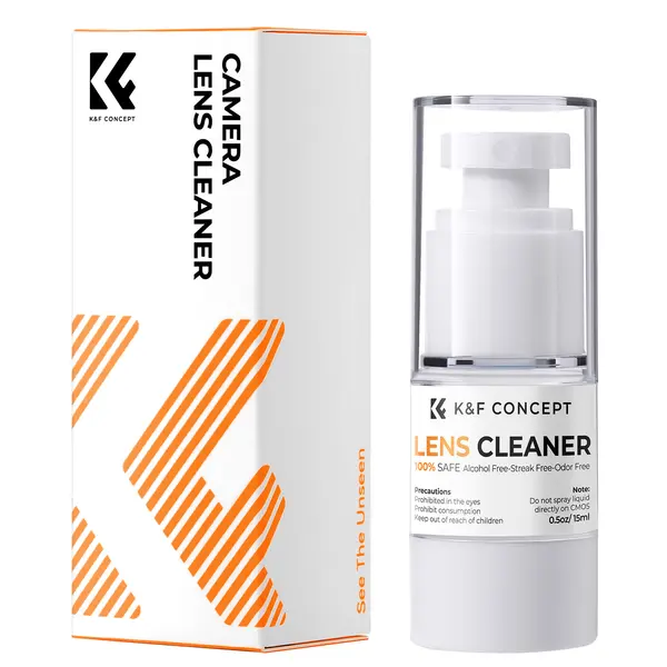 K&F Concept Solutie de Curatare Lentile 15ml, Nu este Inflamabila, Pentru Lentile cu Tratament, Binocluri, Camere, Ochelari