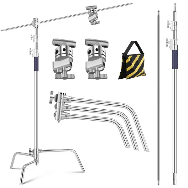 K&F Concept Stativ C-Type Magic Leg 3.3m, Otel Inoxidabil, Bara Transversala 126cm, Capacitate 20kg, Inaltime 149-330cm