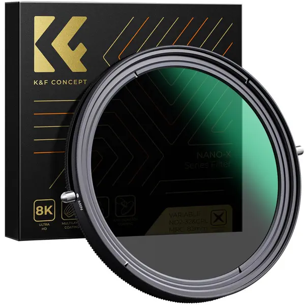 K&F Concept XB42 Filtru Nano-X CPL+ND Variabil, 86mm, ND2-ND32, Rezistent la Apa, Anti Zgarieturi