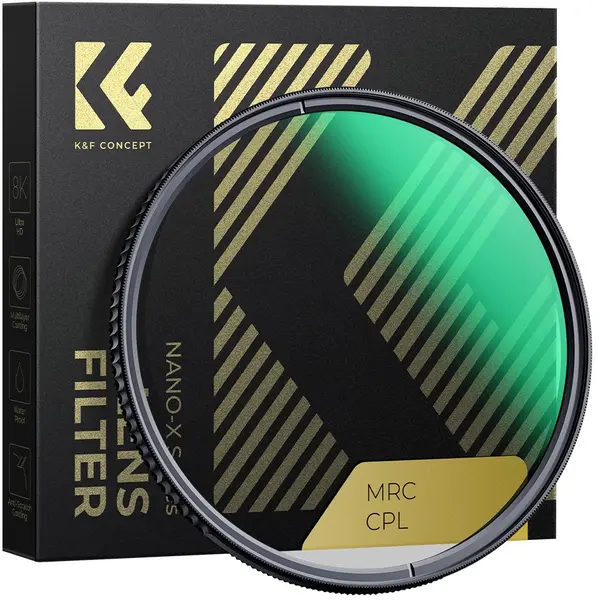 K&F Concept XC15 Nano-X Filtru CPL 55mm, Sticla Optica B270, Acoperire Nano 28 Straturi, Rezistent la Apa, Anti-Zgariere