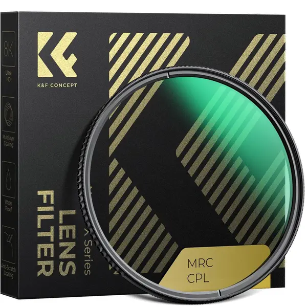 K&F Concept XC15 Nano-X Filtru CPL 82mm, Sticla Optica B270, HD, Rezistent la Apa, Anti-Zgarieturi, Acoperire Verde