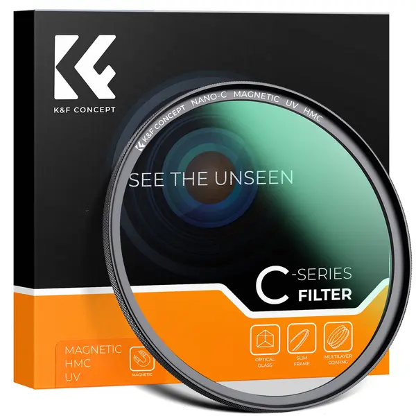 K&F Filtru MCUV Magnetic Seria C, Diametru 49mm, Sticla Optica Japoneza, 18 Straturi Anti-Reflex, Rama Aluminiu Aviatie