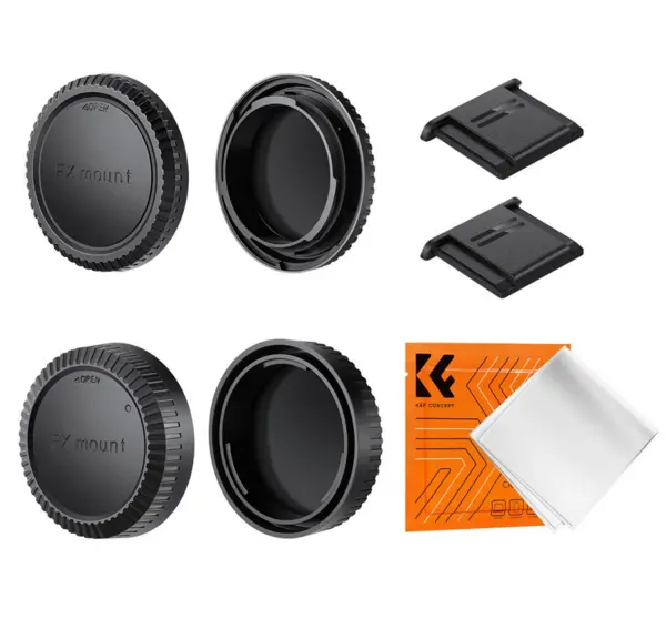 K&F Fuji X-Mount Kit Capace Protectie, 2x Capac Body, 2x Capac Obiectiv, 2x Capac Hot Shoe, Laveta Curatare, Material ABS