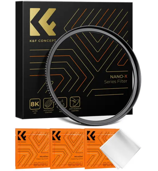 K&F Inel Adaptor Filtru Step Up 72-82mm, Alama, Finisaj Negru Mat, Grosime 2.9mm, Include 3 Lavete Curatare