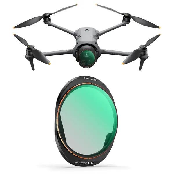 K&F KF01.2071 Filtru CPL pentru DJI Mavic 4 Pro, Sticla AGC, 28 Straturi Nano-Coating, Rezistent la Apa, Cadru Aluminiu, 7g