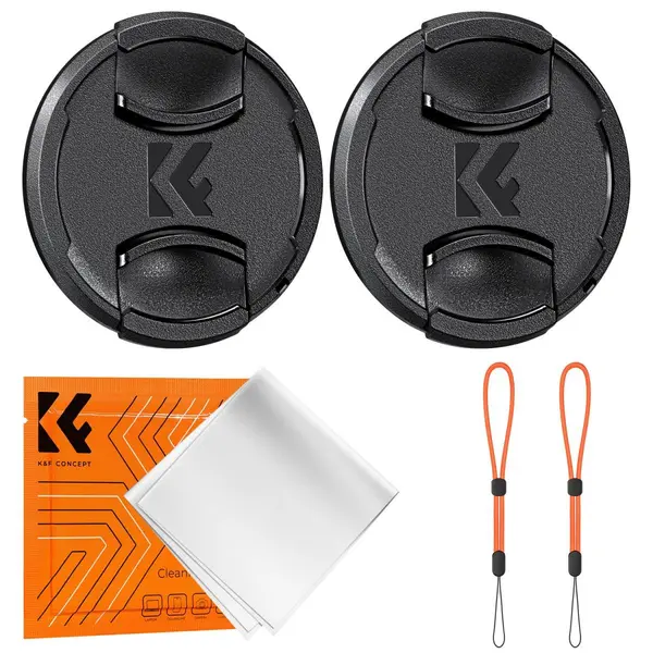 K&F Kit Capace Obiectiv 62mm, Prindere Centrala Snap-On, Material ABS, Snur Anti-Pierdere, Laveta Curatare Inclusa